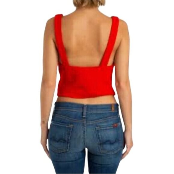 Zara Red Corset Textured Crop Top - Picture 4 of 8